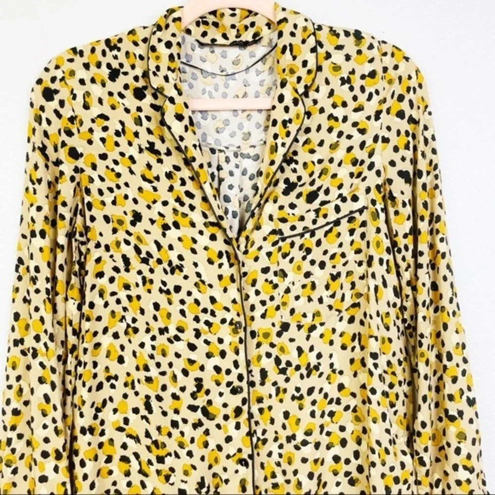 ZARA Basic Collection Leopard Print Collared Blou… - image 6